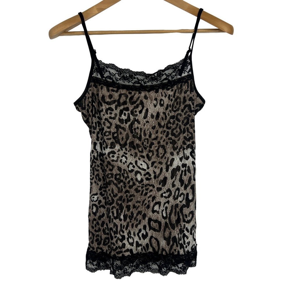 Maurices Leopard Print Lace Trim Camisole Top Brown Black Medium